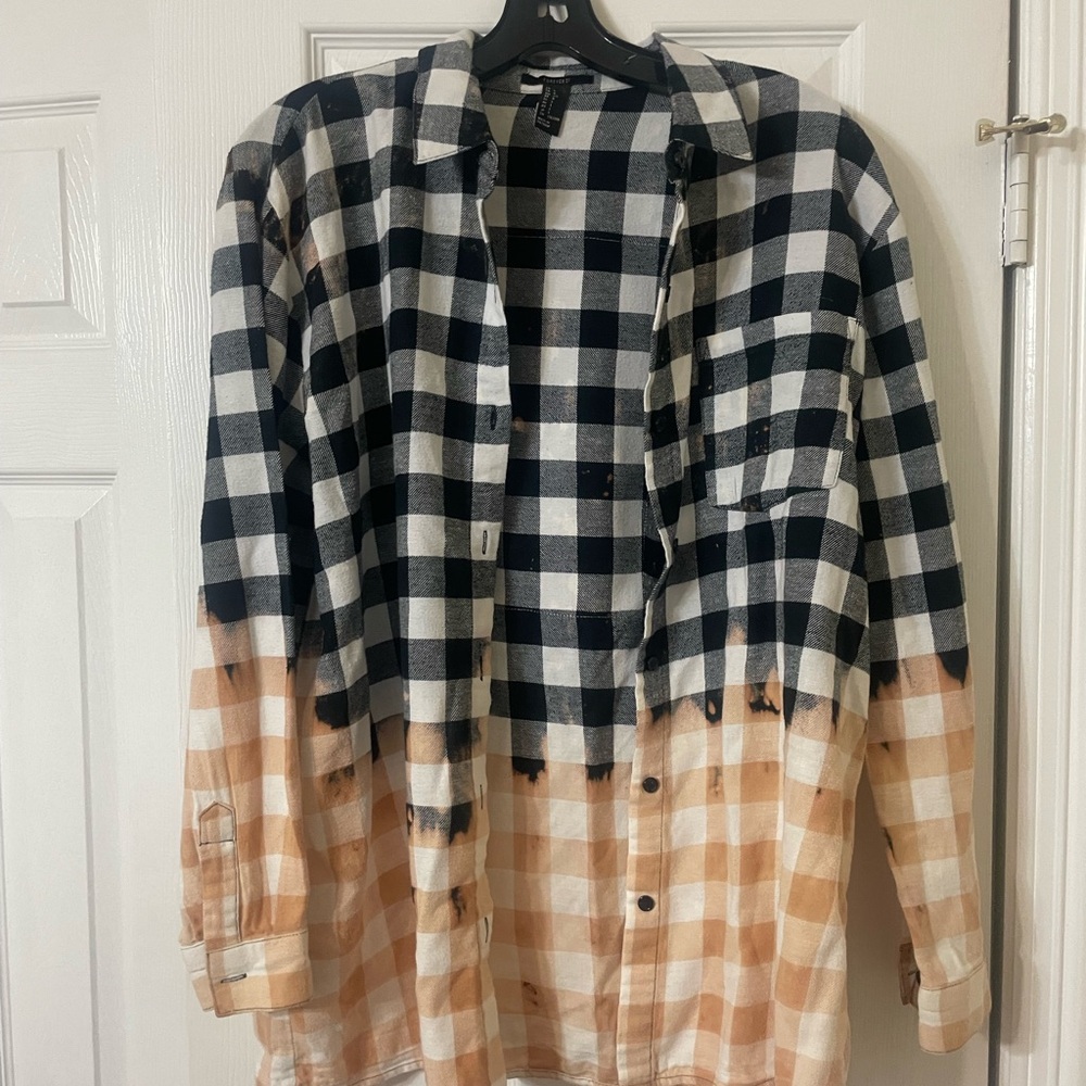 Black & Tan Check Button-Up Shirt Jacket
